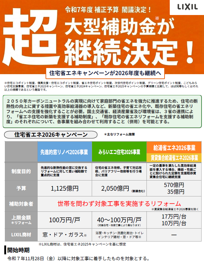 🏠 住宅省エネキャンペーンが2026年も継続！