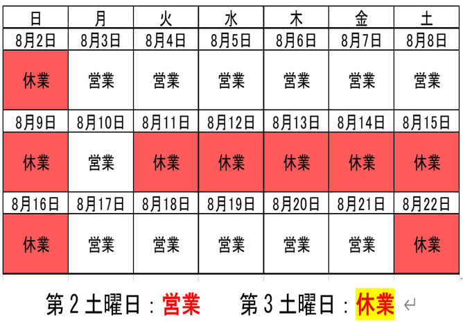 夏期休暇のお知らせ